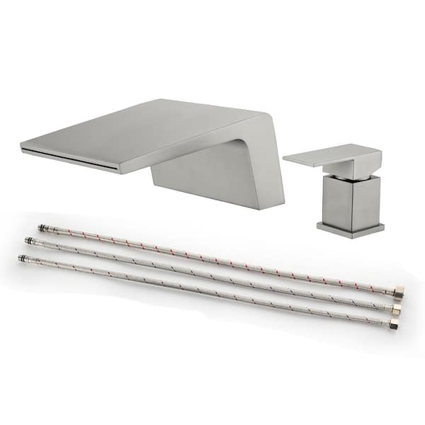 UKISHIRO Gaberi 8 in. Widespread Single Handle Waterfall Spout Bathroom Faucet in Brushed Nickel (Valve Included)
