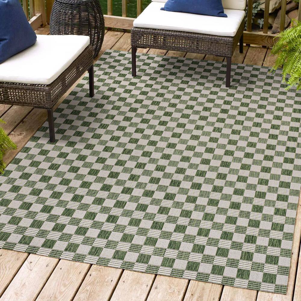 JONATHAN Y Aimee Traditional Cottage Checkerboard Green/Cream 8 ft. x ...