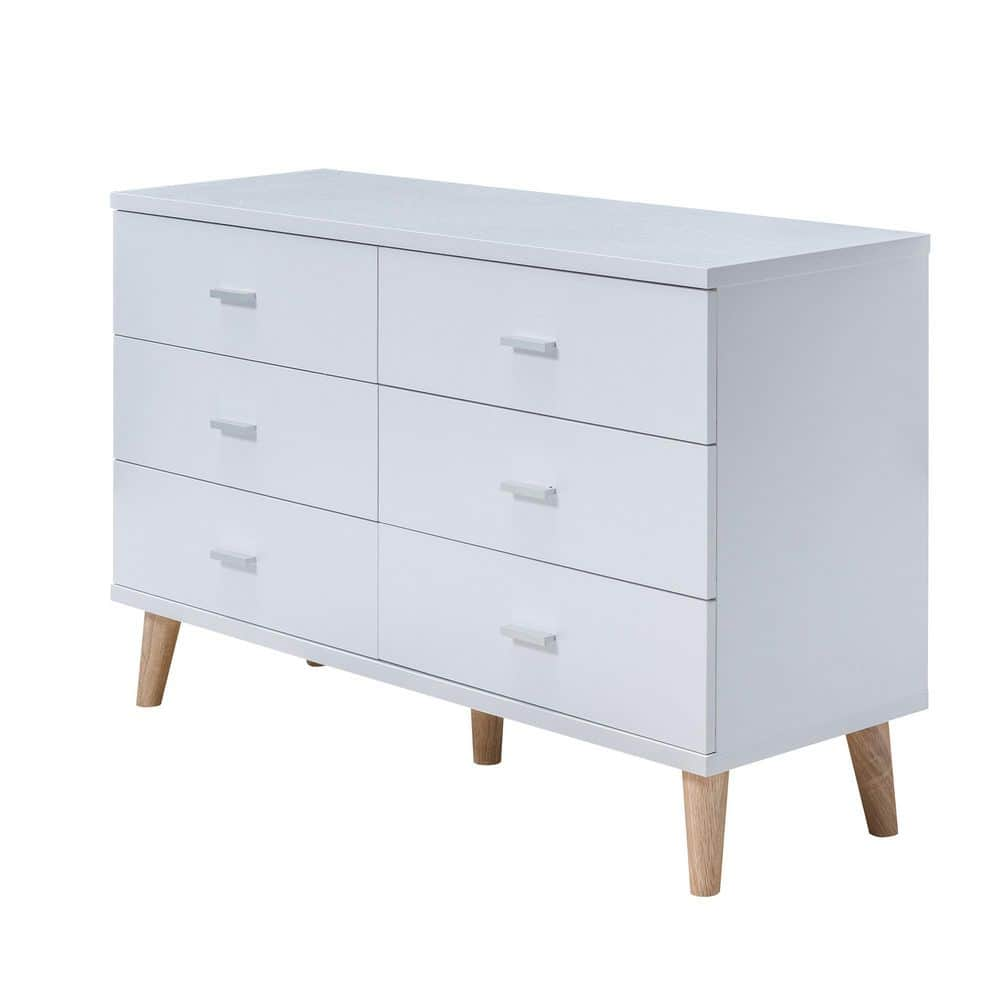 Furniture of America Fort Ordan 6-Drawer White Dresser (29.5 in. H x 47 ...