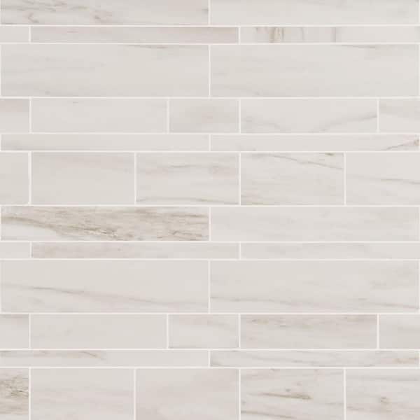 Saroshi Dolomite Snow 11.41 in. x 11.69 in. Matte Porcelain Marble Look Floor and Wall Mosaic Tile (0.92 sq. ft./Each)