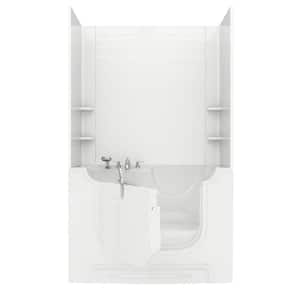 Rampart Wheelchair Accessible 5 ft. Walk-in Air Bathtub with 4 in. Tile Easy Up Adhesive Wall Surround in White