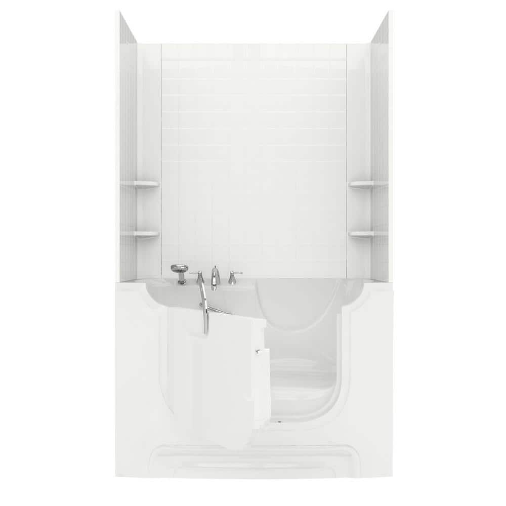 NOVA Heated Rampart Wheelchair Accessible 5 ft. walk-in bathtub with 4 in. Tile Easy Up Adhesive Wall Surround in White price history on PriceWatchPro