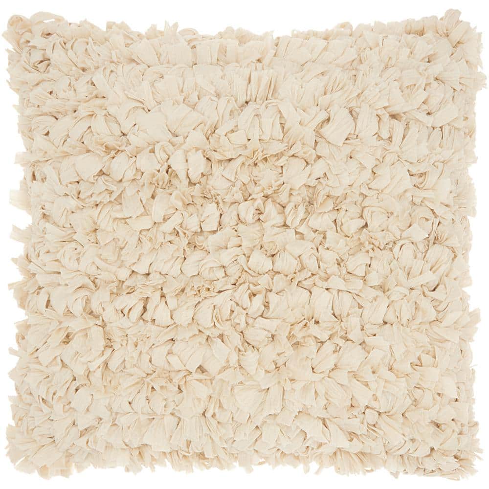 Beige Shaggy Square Kids Decorative Throw Pillow
