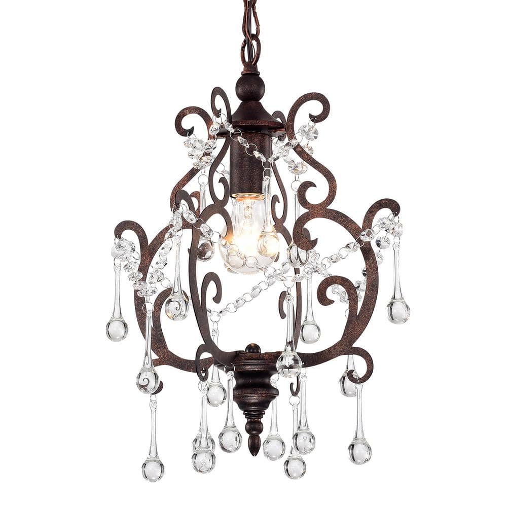 Amorette 1-Light Glam Antique Copper Mini Pendant with Raindrop Crystals price history on PriceWatchPro