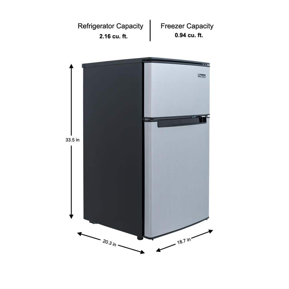 Compact Stainless Steel 3.1 cu ft Mini Refrigerator with Top Freezer