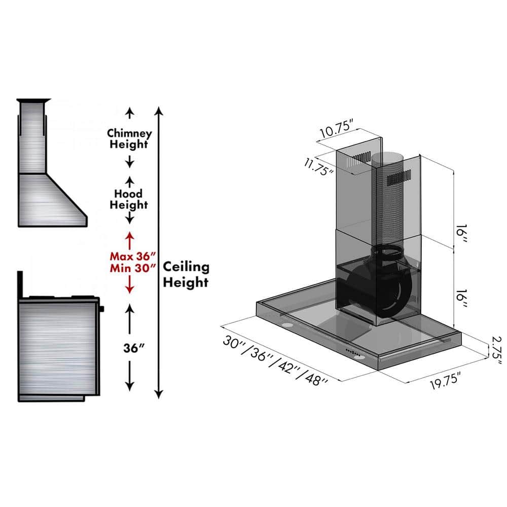 30" Stainless Steel Convertible Wall Mount Range Hood