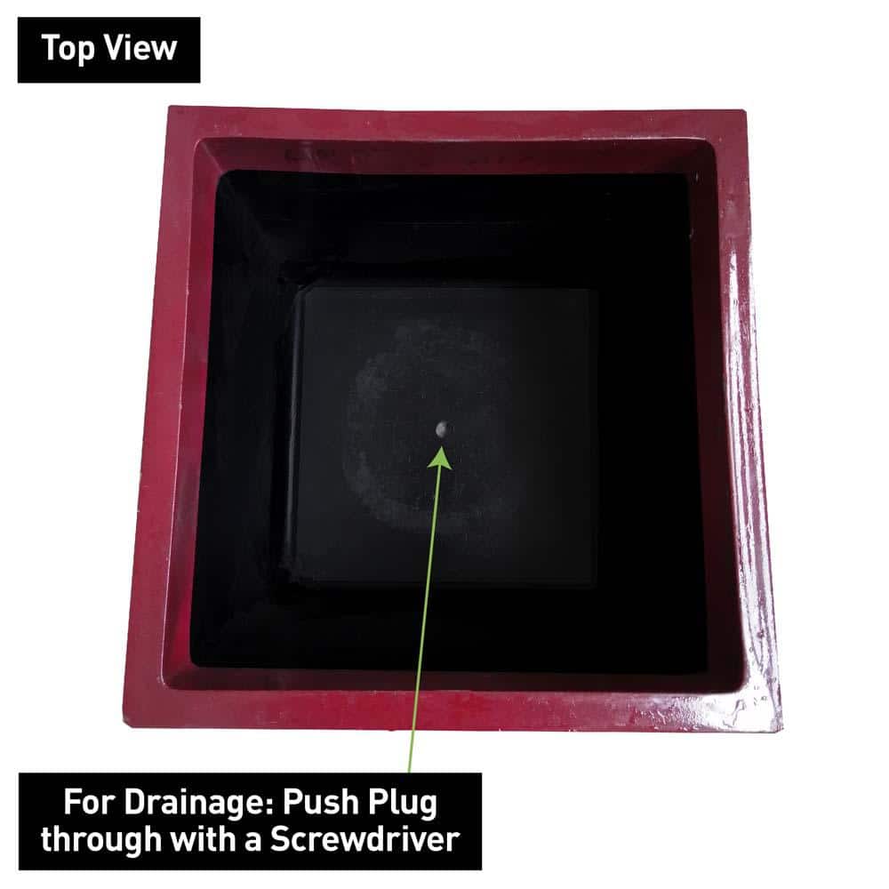 Colony Square 16" Oxblood Resin & Ceramic Outdoor Planter