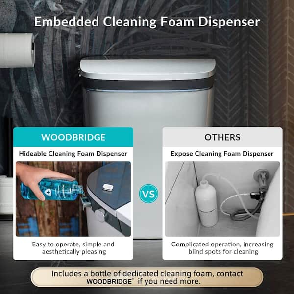 Elongated Chair Height Smart Toilet Bidet in White with Auto Open, Auto Close, Foot Sensor and Cleaning Foam Dispenser