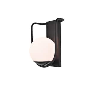 1-Light Black Outdoor Smart WiFi Wall Mount Lantern Sconce with A19 Smart Light Bulb Included