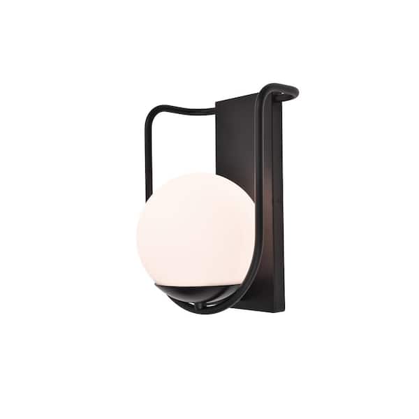LUTEC 1-Light Black Outdoor Smart WiFi Wall Mount Lantern Sconce with A19 Smart Light Bulb Included