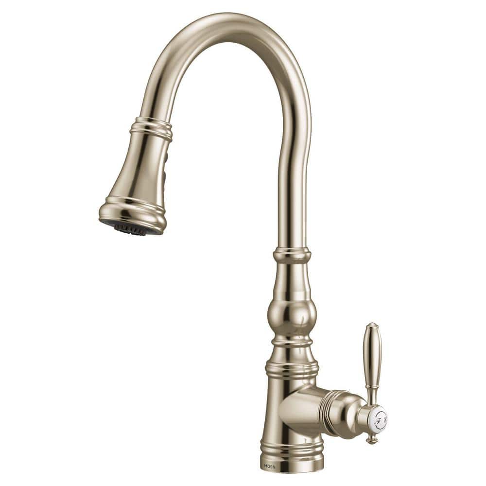 Polished Nickel Transitional Kitchen Faucet with Pull-out Spray