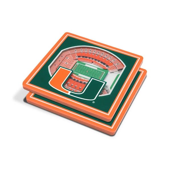 NCAA Miami Hurricanes 3D Stadium View Multi-Colored Coasters - Hard Rock Stadium