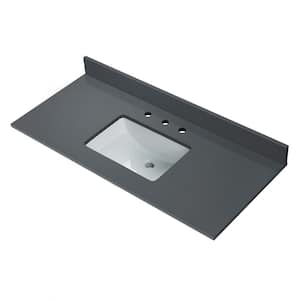 49 in. W X 22 in. D Engineered Stone Vanity Top in Dark Grey with White Rectangular Single Sink