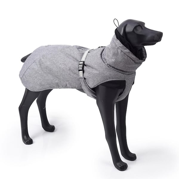 Size M Gray Cool Dog Winter Jacket with Waterproof Warm Polyester Filling Fabric