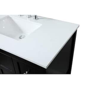 Timeless Home 32 in. W Single Bath Vanity in Black with Engineered Stone Vanity Top in Calacatta with White Basin