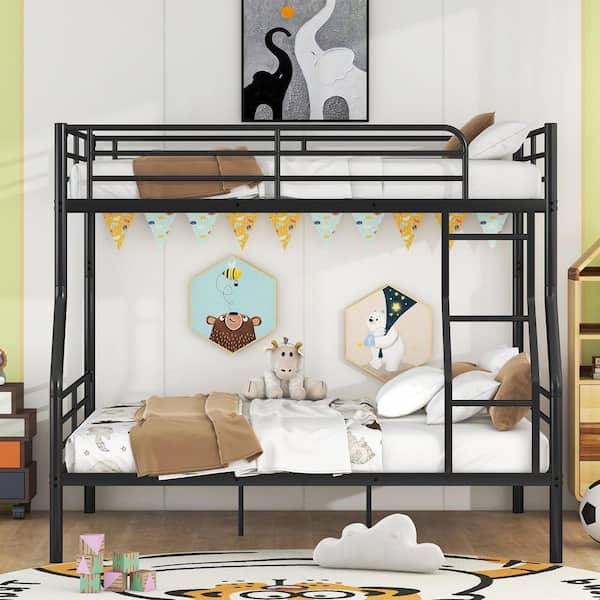 Black Full XL Over Queen Metal Bunk Bed