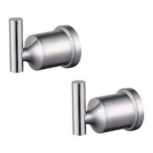 2 Piece Wall-Mounted Round J-Hook Bathroom Robe/Towel Hook Stainless Steel in Brushed Nickel