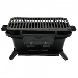 Portable Charcoal Grill Stove Heavy-Duty Cast Iron Tabletop BBQ in Black for Camping Picnic