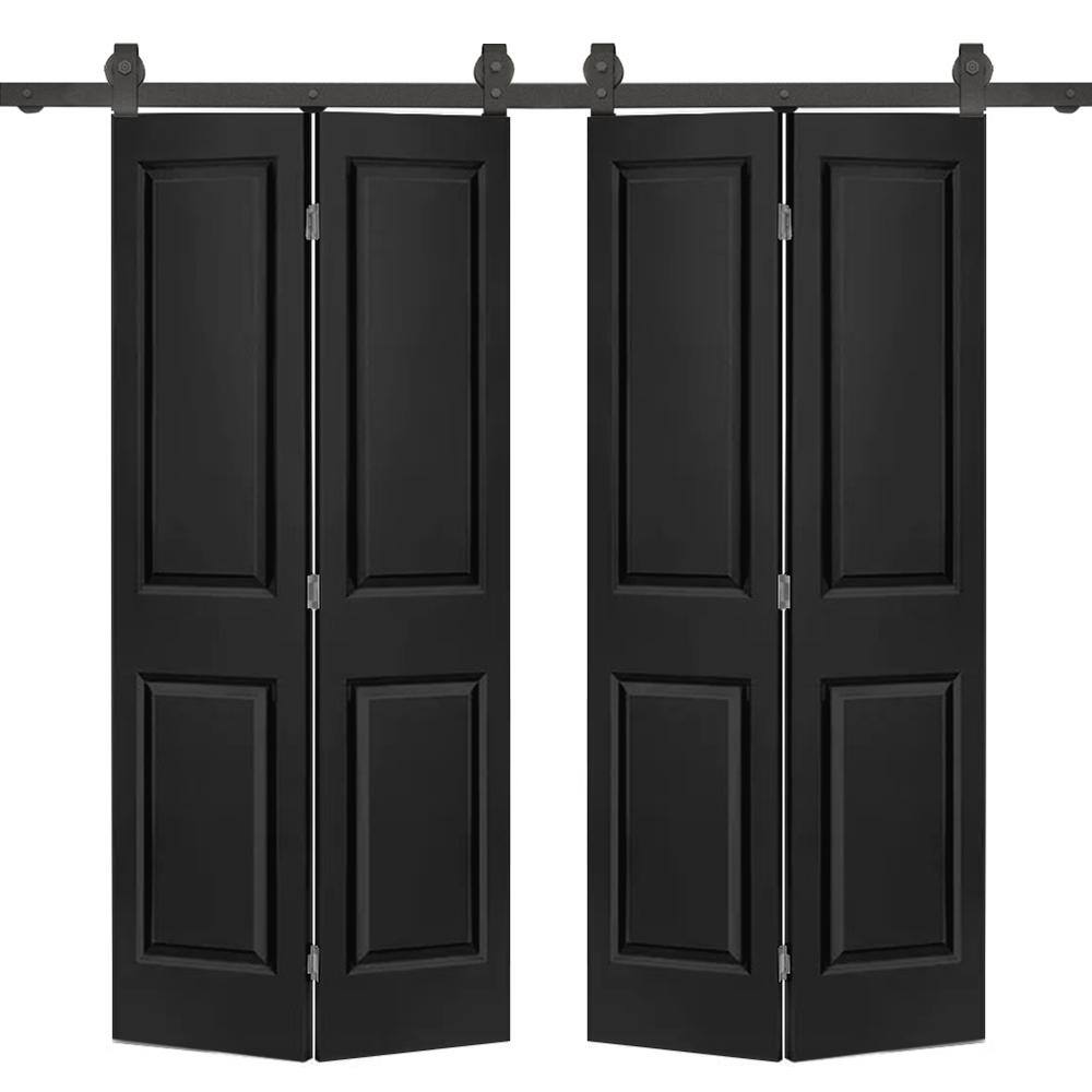 Black Stained MDF Double Bi-Fold Barn Door with Hardware Kit