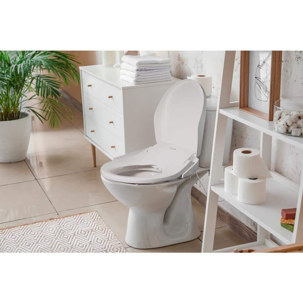 White Electric Bidet Toilet Seat with Heated Water and Touch Control