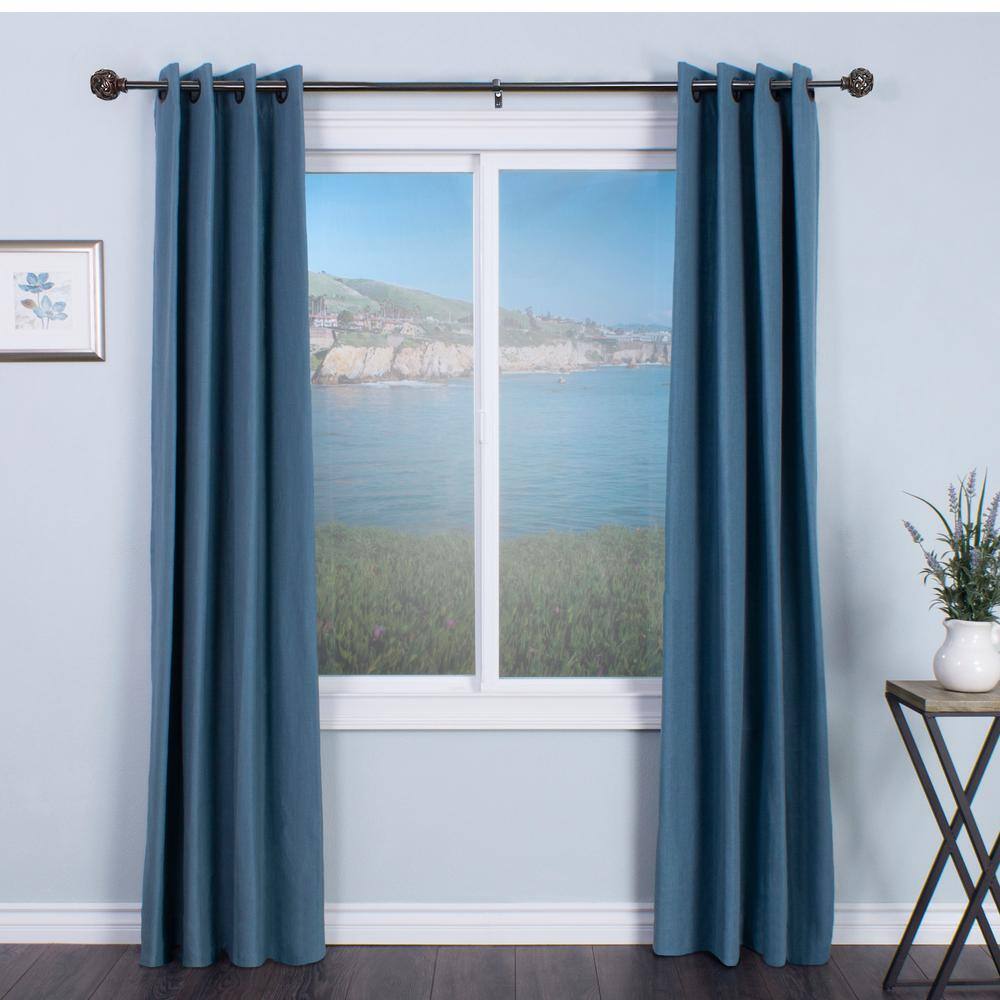 Adjustable Oiled Bronze Metal Curtain Rod Set with Finial