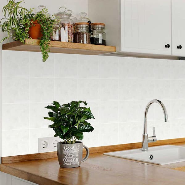 White R81 4 in. x 4 in. Vinyl Peel and Stick Tile (24 Tiles, 2.67 sq. ft. /pack)
