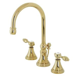 Tudor 8 in. Widespread 2-Handle Bathroom Faucet in Polished Brass