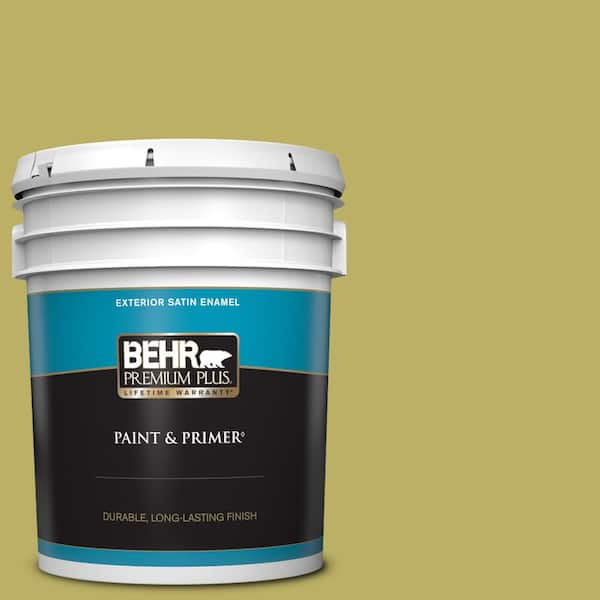 BEHR PREMIUM PLUS 5 gal. #MQ4-42 Pistachio Satin Enamel Exterior Paint & Primer