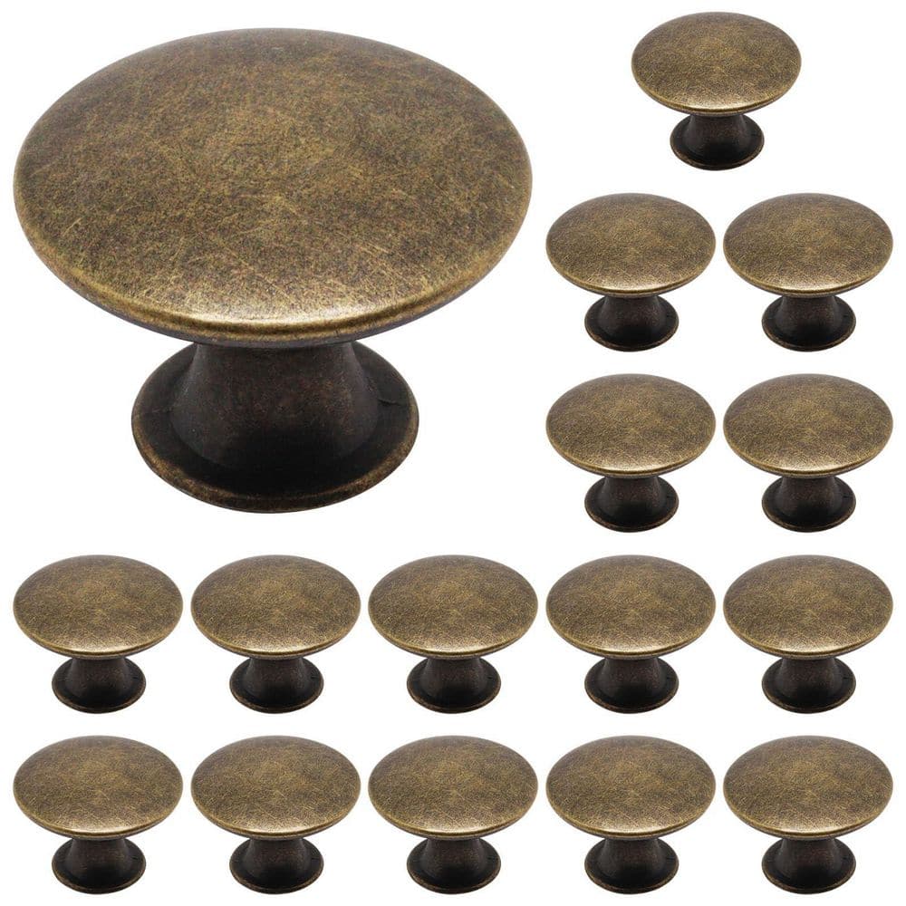 16 Pack 1.14 in. Antique Brass Round Cabinet Knobs Single Hole Dresser Drawer Pulls Modern Transitional Style price history on PriceWatchPro