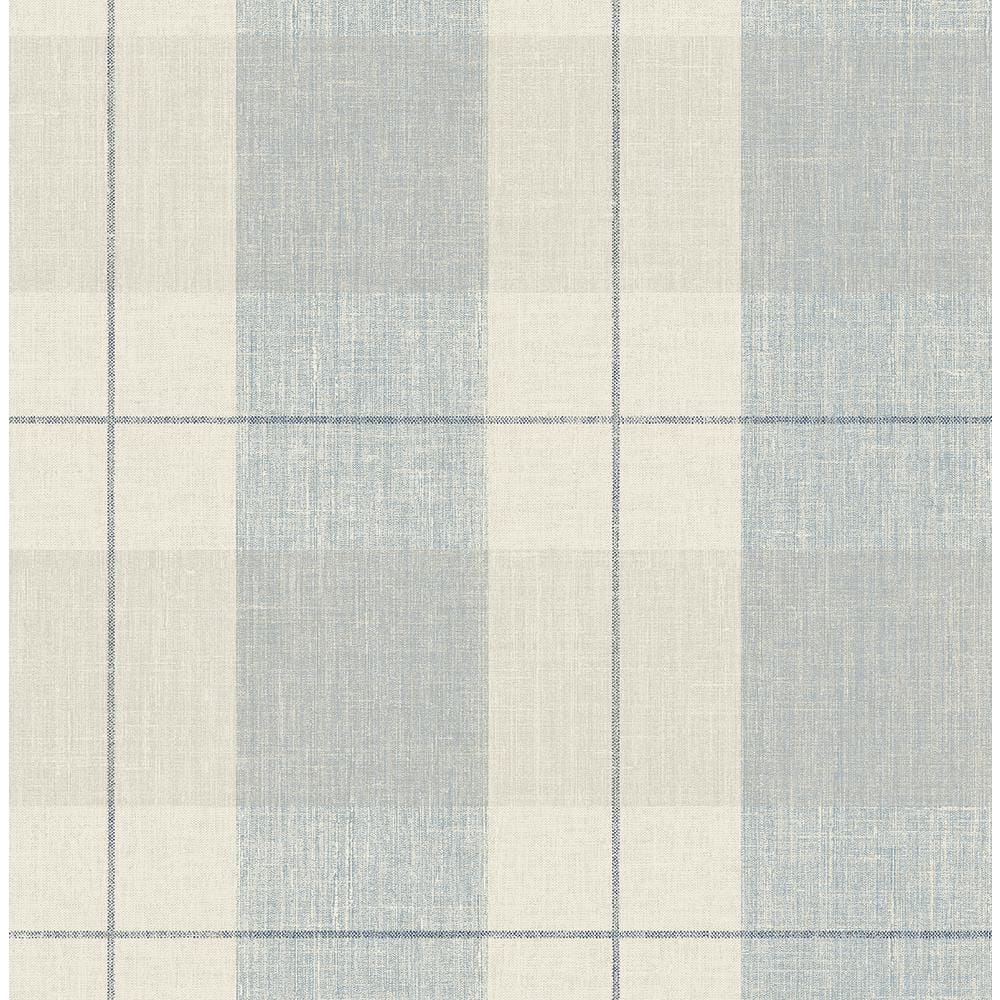 NextWall Blue and Beige Lenox Hill Plaid Peel and Stick Wallpaper