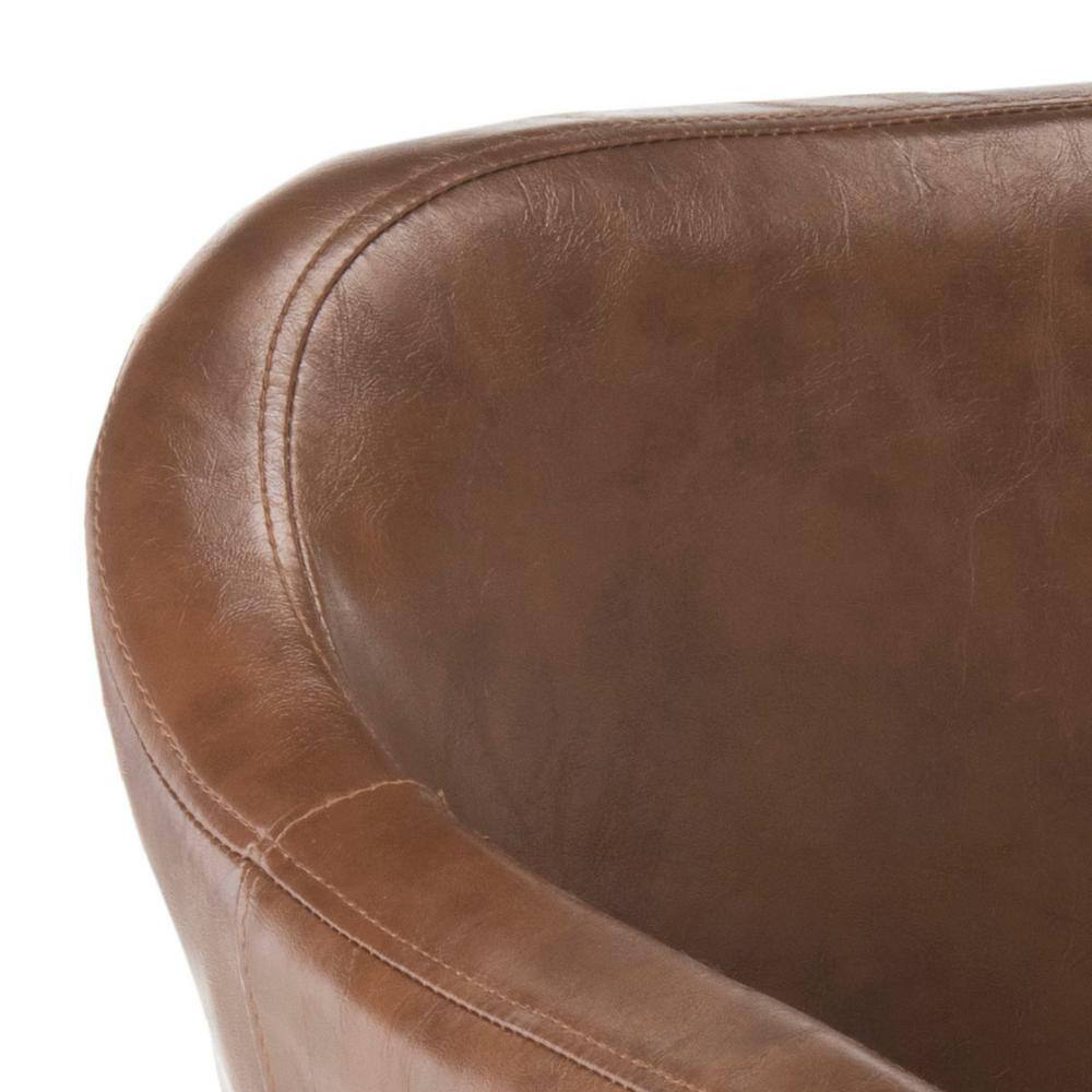 Brown Faux Leather Accent Chair with Black Legs