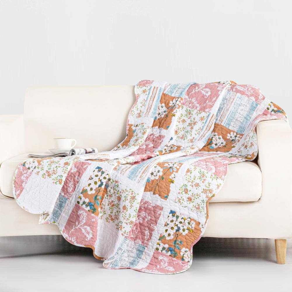 Everly Multicolor Cotton Quilted Reversible Throw Blanket 50x60 inch