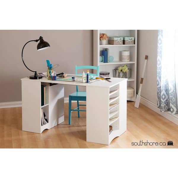 South Shore Crea Counter Height Rectangle Craft Table Pure White - Office  Depot