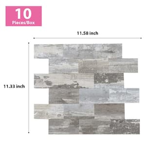 Grey 11.6 in. x 11.4 in. x 0.12 in. PVC Mixed Metal Peel and Stick Backsplash (10-Pack)