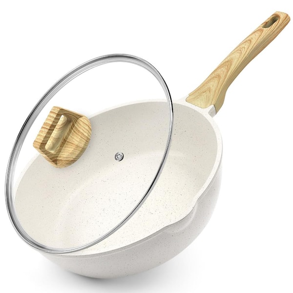 11 in. Nonstick Deep Saute Frying Pan with Lid, 4.5 Qt Granite Induction Cookware, PFOA PFOS APEO Free