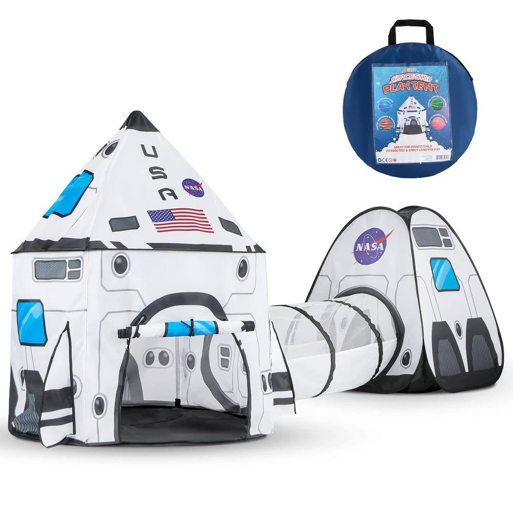 White Rocket Ship Pop Up Play Tent with Tunnel and Playhouse