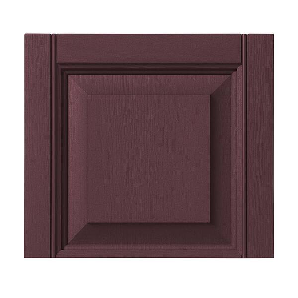 Ply Gem 15 in. x 13 in. Raised Panel Polypropylene Transom Design Vineyard Red Shutter Tops Pair