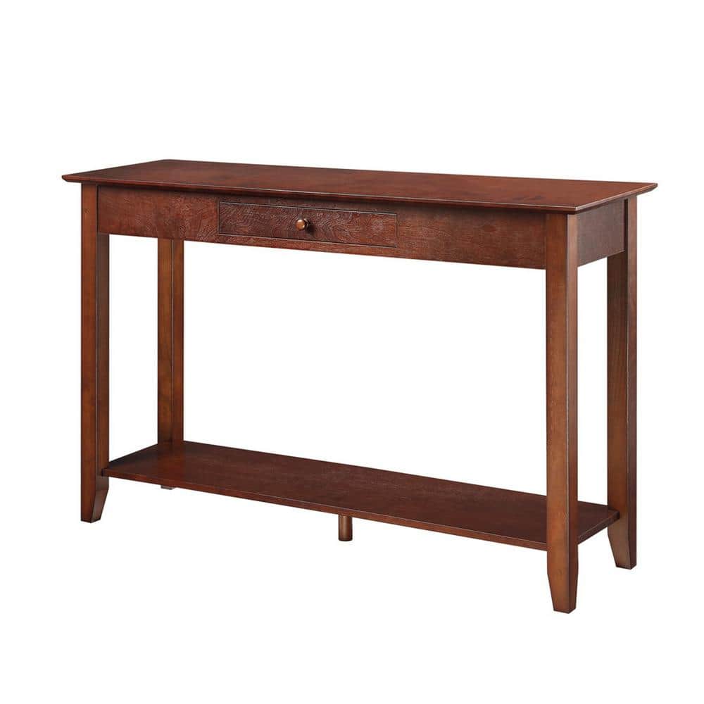 Espresso Ash Veneer 48" Console Table with Storage Shelf
