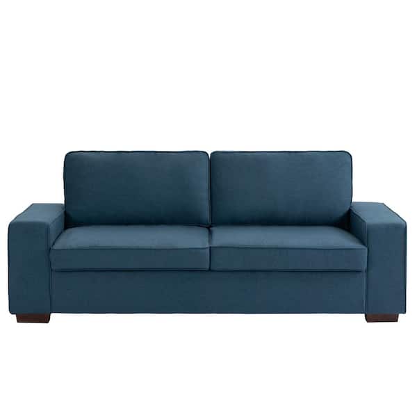 Uixe 79.8 in. Dark Gray Linen Upholstered Square Arm 2