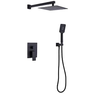 Single Handle 3-Spray Shower Faucet 4.4 GPM with Pressure Balance Brass Wall Mount Shower System in. Matte Black