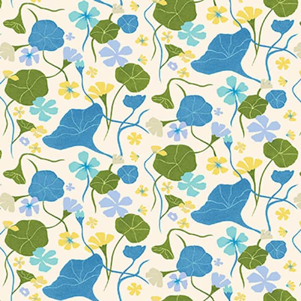 Elana Gabrielle Nasturtiums Floral Blueberry Vinyl Peel and Stick Wallpaper Roll ( Covers 30.75 sq. ft. )