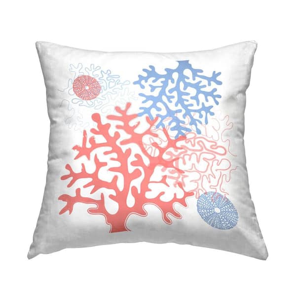 Stupell Industries Coral Shapes Pattern Pink Abstract Polyester 18 in. x 18 in. Throw Pillow