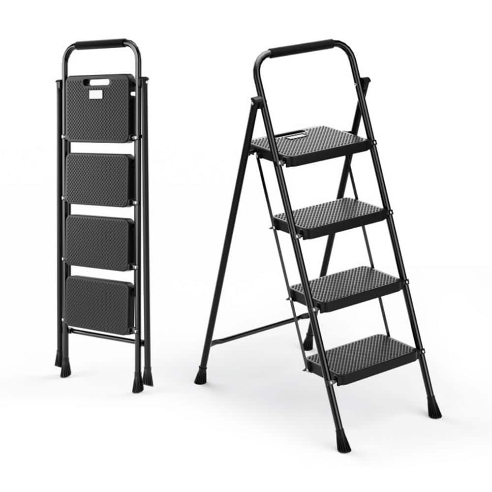 FORCLOVER 4 Step 10 ft. Reach Portable Folding Ladder Stool for Adults ...