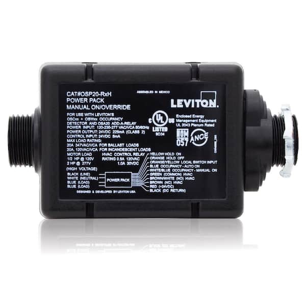 Leviton 225mA 24VDC Power Pack with Dry Contact Relay and Override Inputs for Occupancy Sensors OSP20-RDH