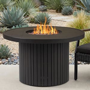 Calvin 44 in. Round Metal Propane Fire Pit Table with Hidden Tank in Bronze Coral