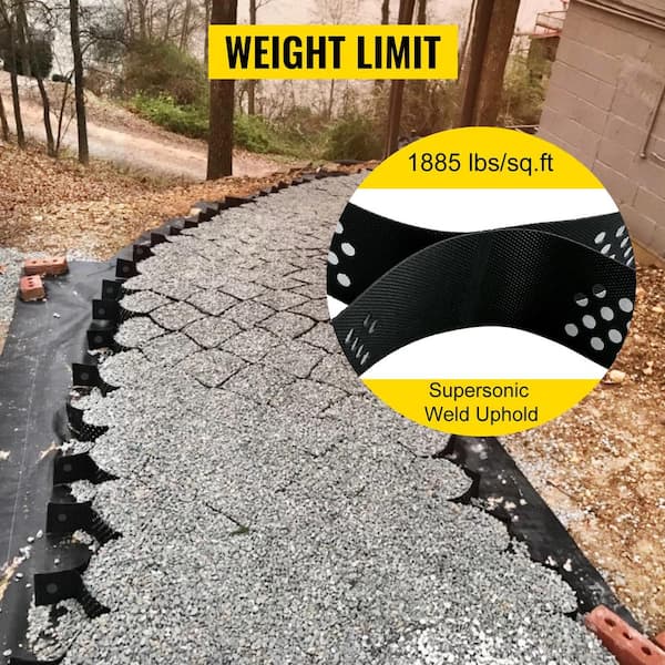 Unbranded Ground Grid 25 ft x 9.5 ft Rectangular Plastic Paver 1-Piece 237.5 sq. ft. 1885 lbs. Weight Limit & 3in. Depth Permeable