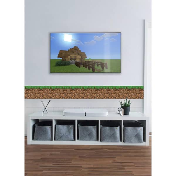 Minecraft Iconic Abstract Green Grass Peel and Stick Wallpaper Border