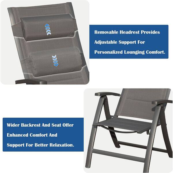 350 lbs. Aluminum Patio Folding Lawn Chair Beach Chair with Padded