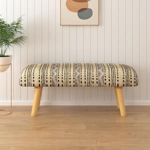 Gideon Black/Natural Ivory 47 in. Jute Accent Bench with Natural Legs