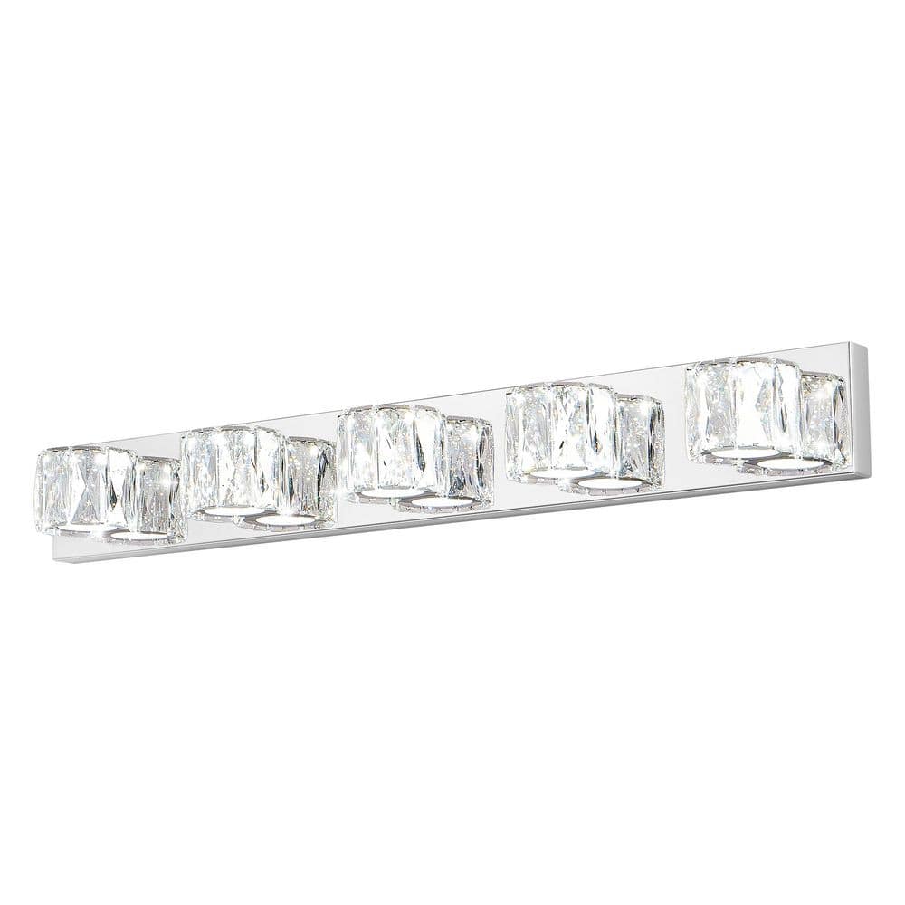 34.6 in. 5-Light Chrome LED Vanity Light with Clear Crystal Shades price history on PriceWatchPro